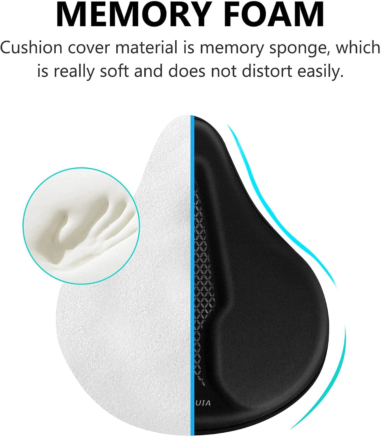 Bike Seat Cover Wide Comfortable - Bicycle Seat Cushion Soft Memory Foam Padded Large Exercise Saddle Cover Replacement for Men Women Seniors Indoor Outdoor Cycling, 11 X 10 Inches
