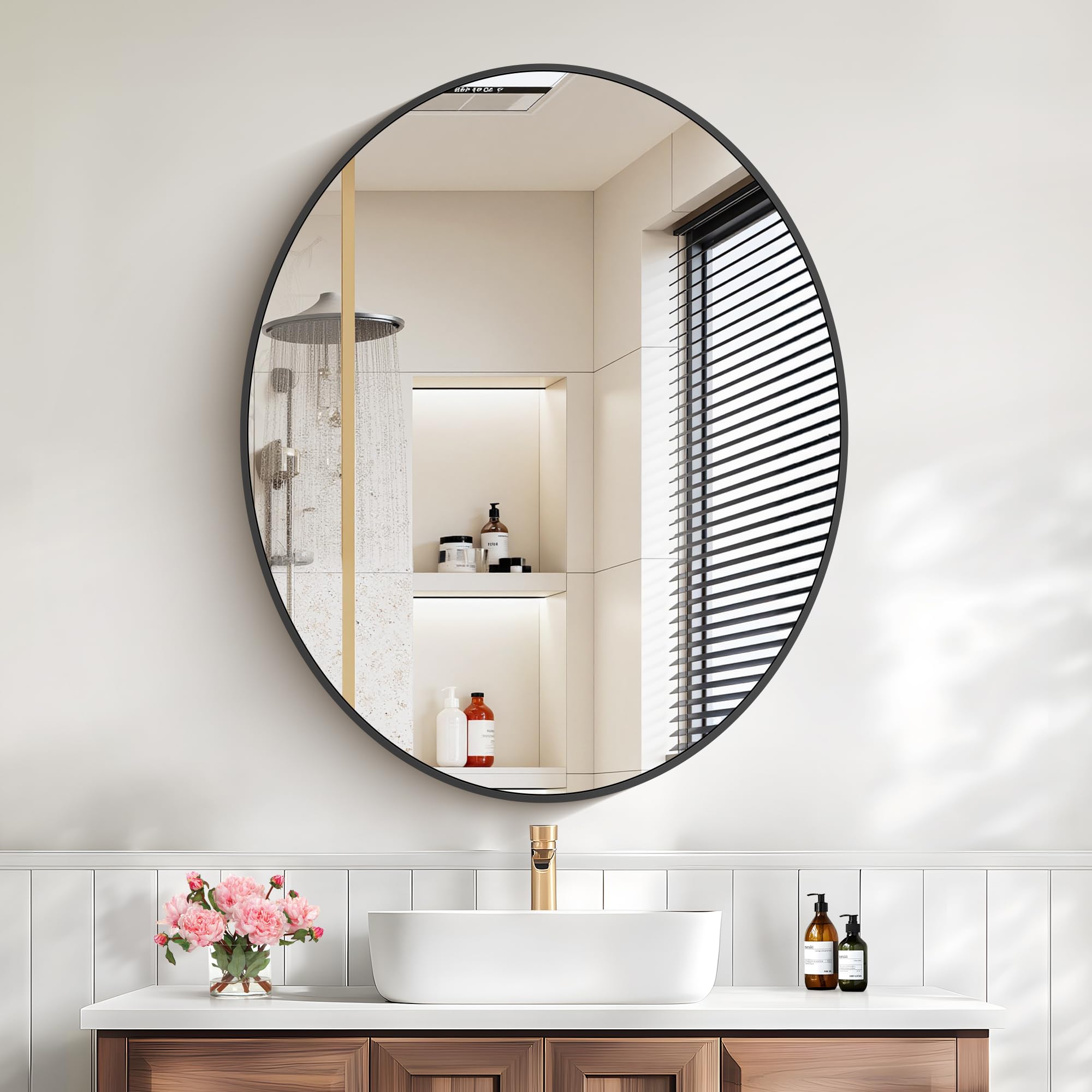 Bathroom Mirrors 30 x36 Black Mirrors Oval Vanity Mirrors Metal Framed Wall Mounted Mirrors Vertical Horizontal Mirror for