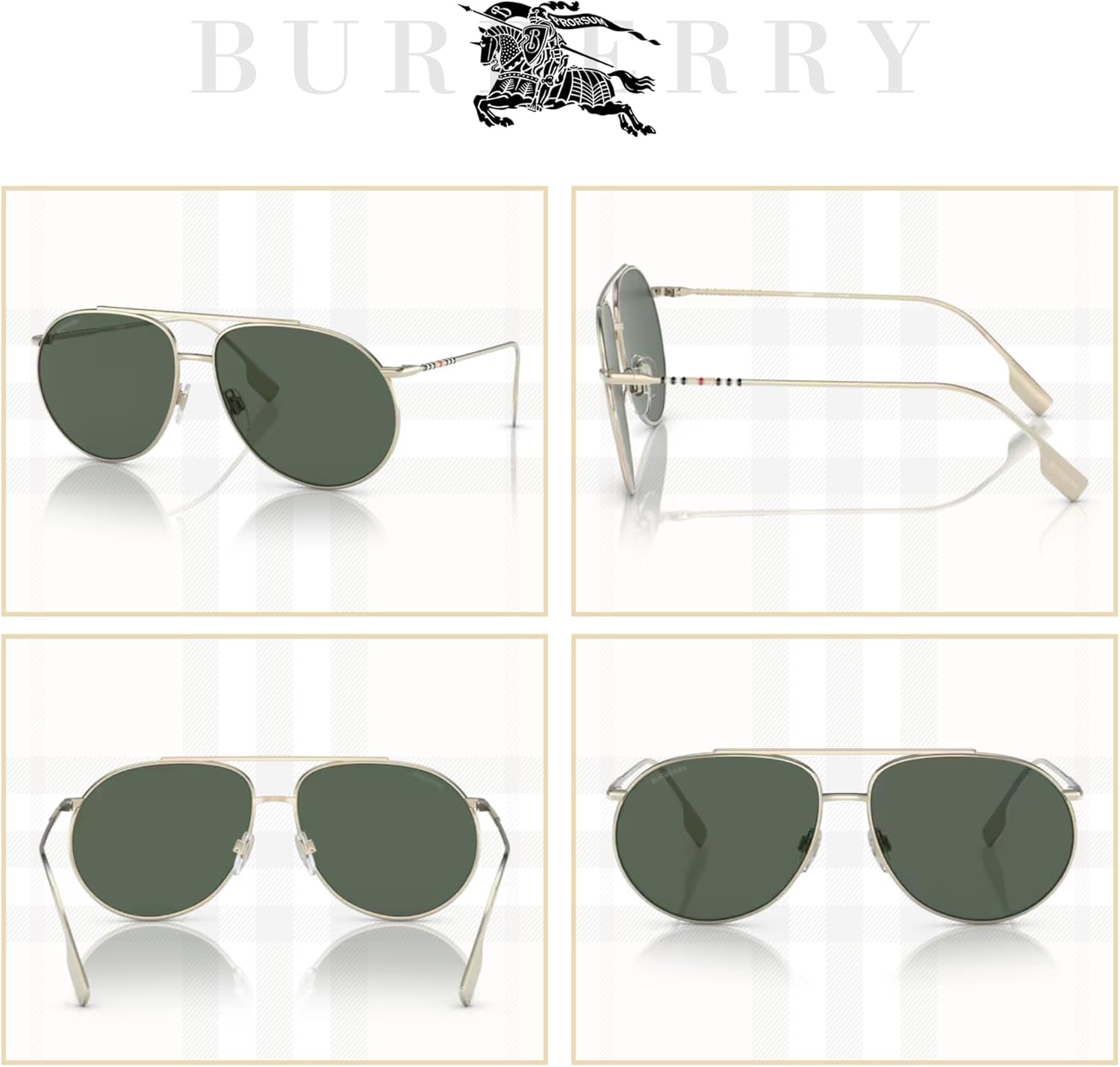 BURBERRY Alice BE3138 Metal Aviator Sunglasses for Women +BUNDLE with ACCESSORY EYEWEAR KIT