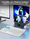 FOGARI Clavier Tablette Bluetooth 10 Pouces - AZERTY Français Clavier Léger Fin Keyboard pour iPad Samsung Galaxy Redmi/XiaomiPad HuaweiPad Honor Pad Fire HD, pour Android/iOS/Fire OS, Blanc - 4