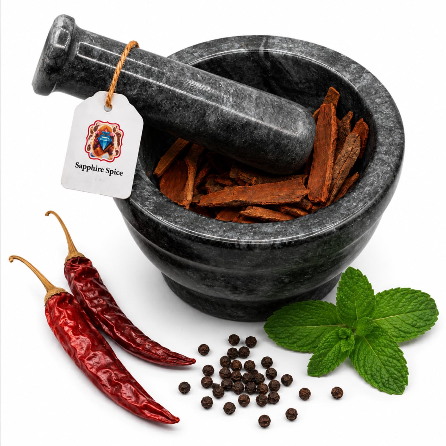 Set pestello e mortaio in marmo nero, 15 cm, macina spezie in pietra solida di alta qualità, trita-aglio, guacamole pesto e pillole, macina bagnato e asciutto, regalo da cucina fatto a mano nel Regno
