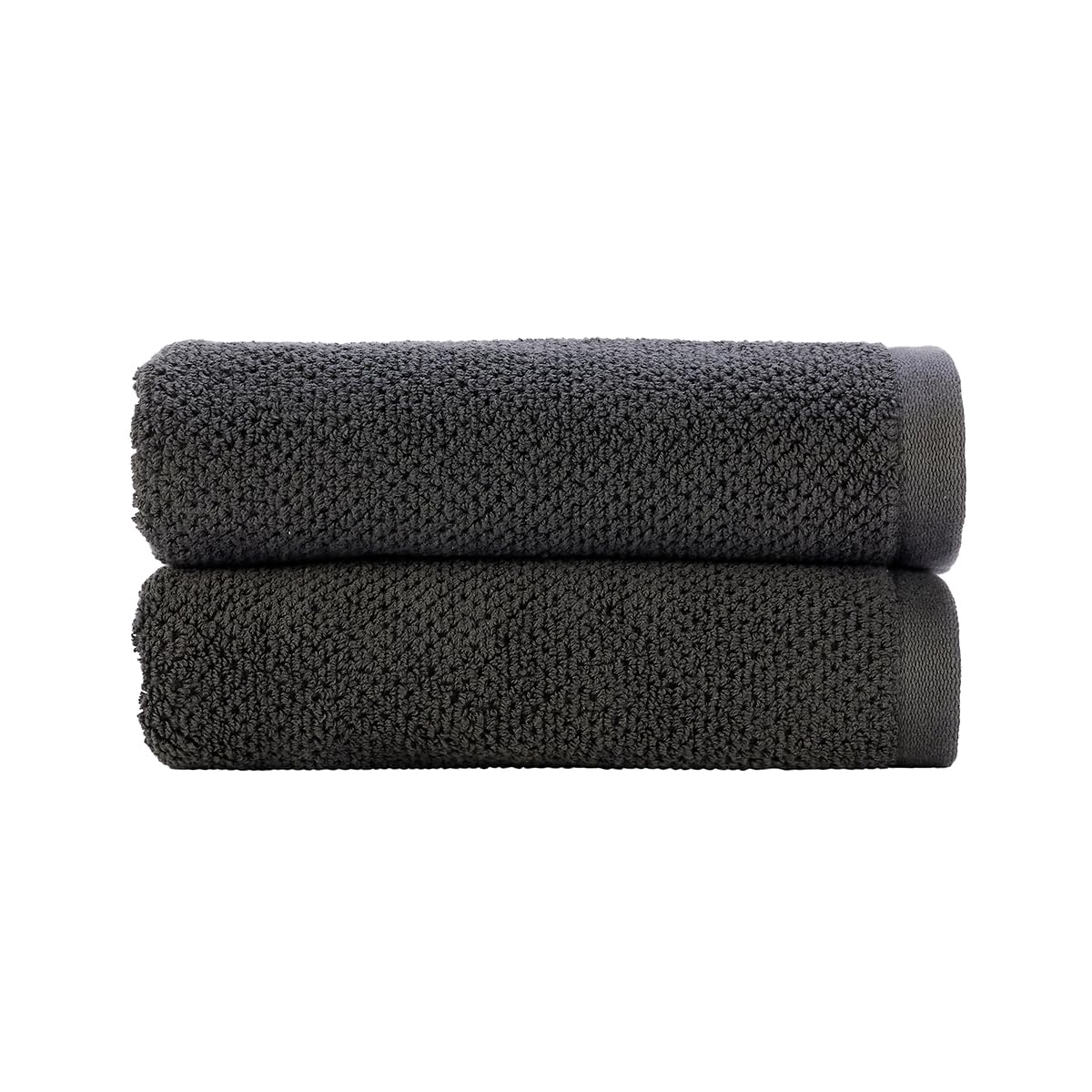 Christy Brixton Hand Towel Set | Pack of 2 | Invigorating Textured Finish | Super Absorbent | Luxury Bathroom Towels | Liquorice Dark Grey