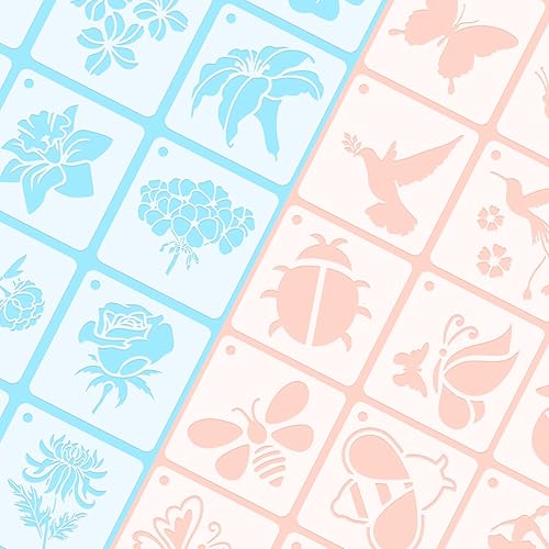 Vista 123 de Augshy Plantillas de Halloween, paquete de 56 plantillas de pintura de calabaza, plantillas de plástico para pintar sobre adornos de madera