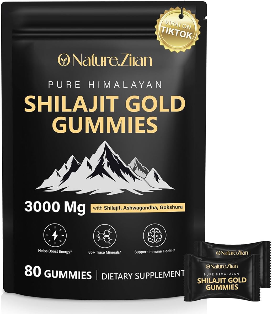 O NATURE . ZIRAN Shilajit Gummies for Men & Women - Shilajit Gold Gummies Rich in Ashwagandha, Gokshura with 85+ Minerals, Authentic Flavor, 100% Natural, 80 Gummies