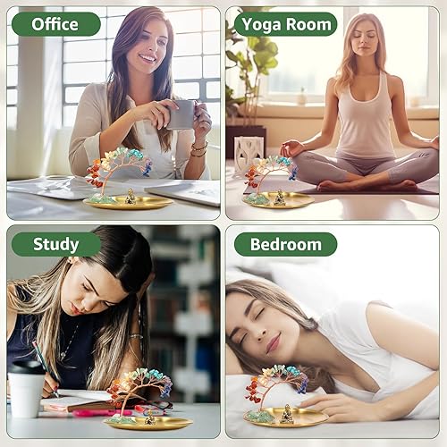 Miniatura 7 de Árbol de chakras, decoración de Buda, estatua de Buda con árbol de cristal, equilibrio energético, árbol de la vida, hecho a mano, estatua de Buda y