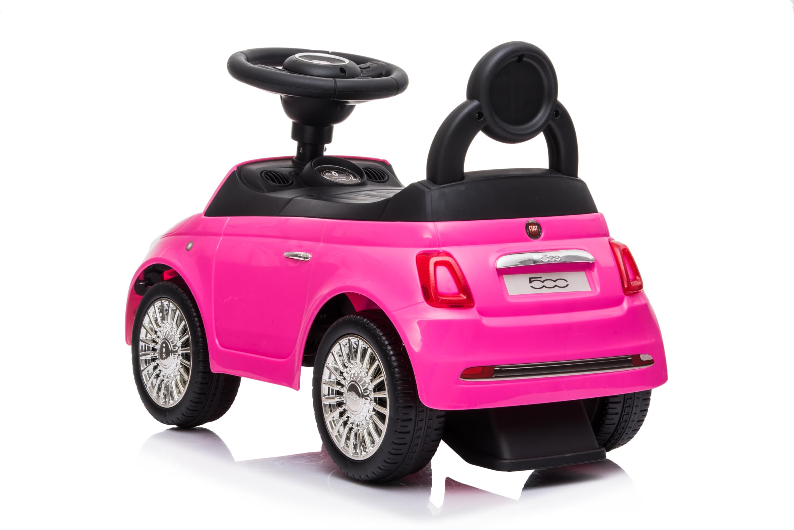 TOYSCAR Auto a Spinta Macchinina Fiat 500 Primi Passi Cavalcabile Per Bambini da 12 a 36 Mesi Con suoni e Sistema Antiribaltamento Vano Portaoggetti e Schienale per Imparare a Camminare (Rosa)