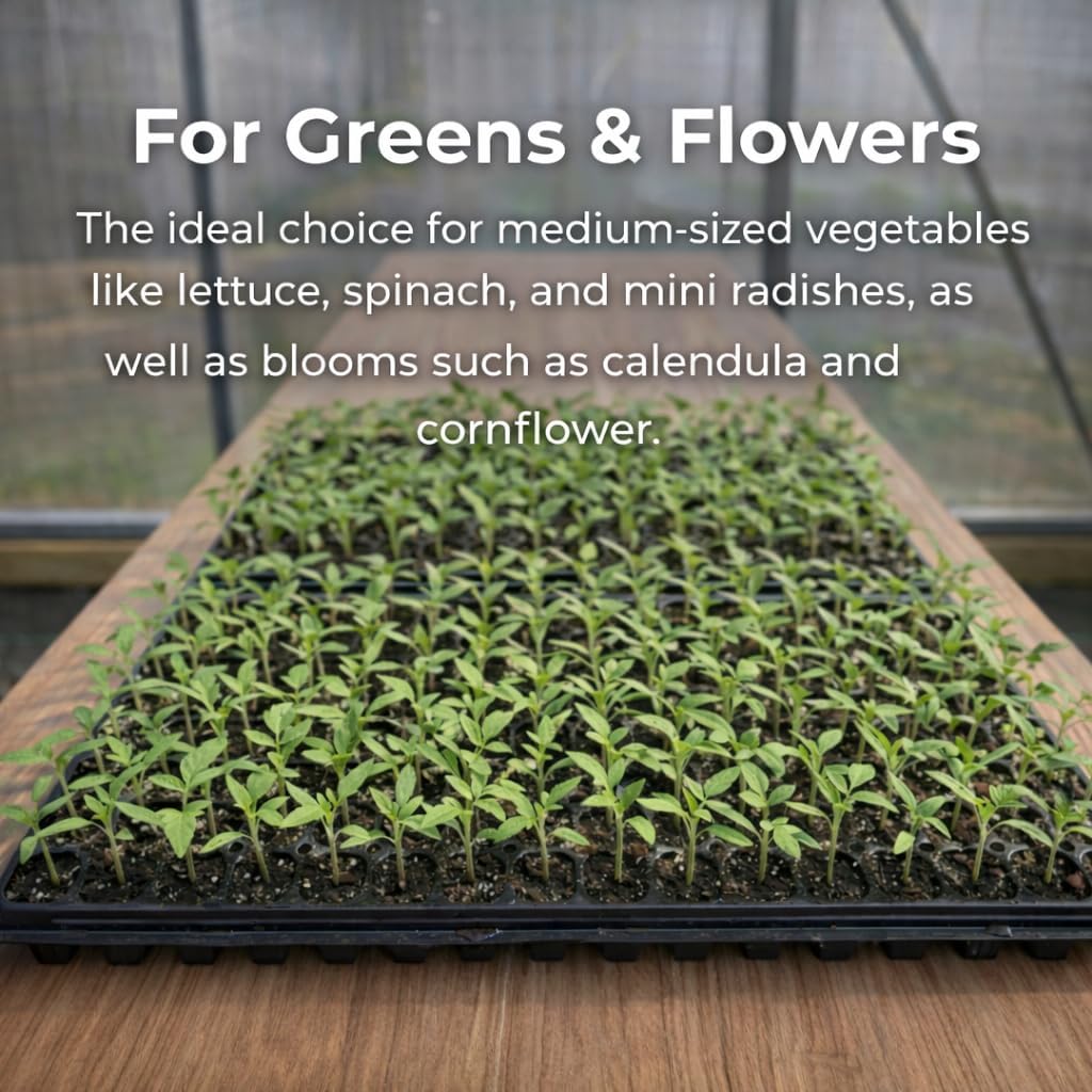 Gardzen 10 Pack 128 Cell Seed Starter Trays, 1.5" Deep Plug Tray for Seedlings, Durable Seedling Trays with Drainage Holes, Fit Standard 1020 Drip Tray