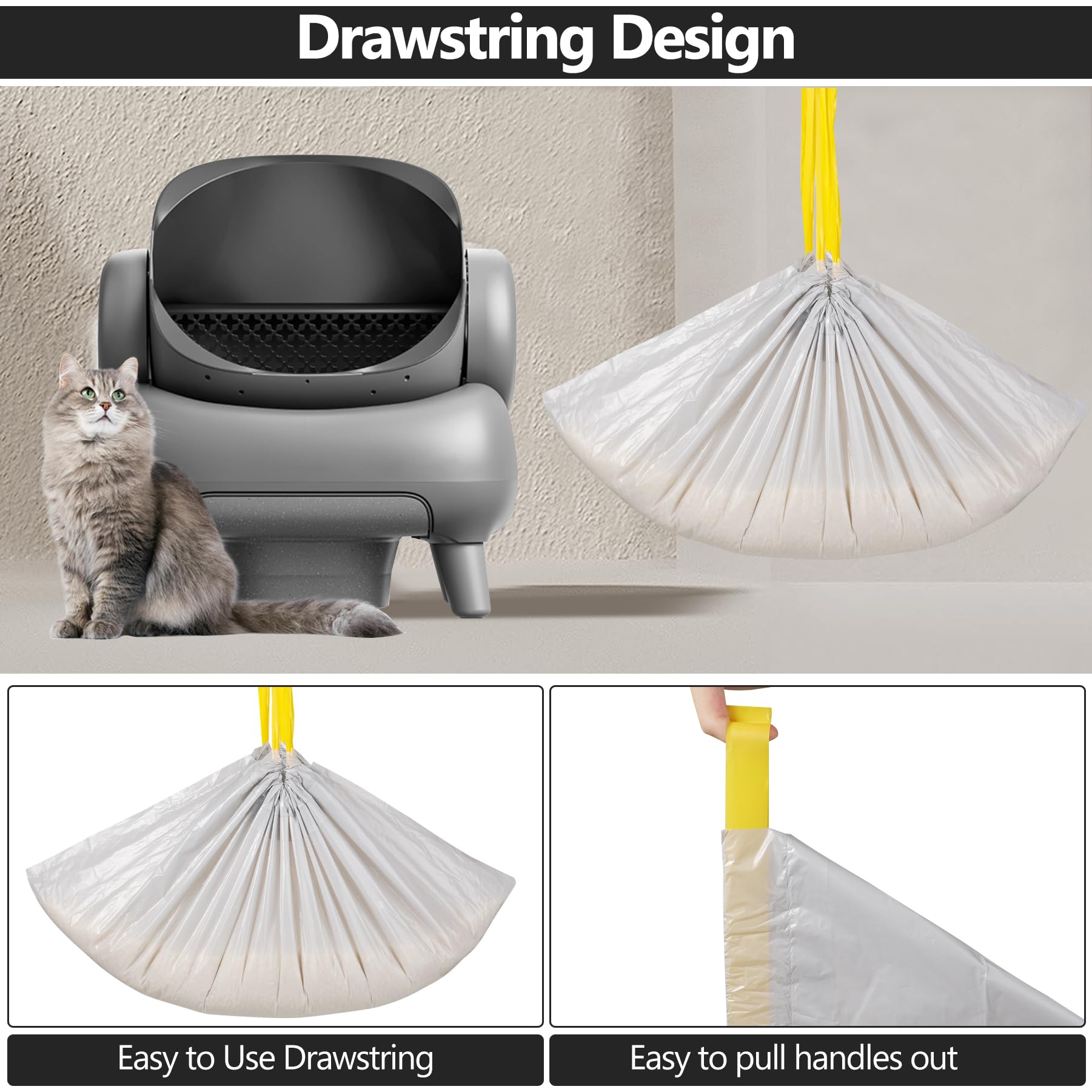 30 bolsas de arena para gatos, compatibles con Neakasa M1 con parte superior abierta, autolimpiable, bolsas de basura supergruesas de 3 mils, bolsas de basura de 27 x 13 pulgadas