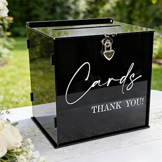 SOFARKKT Black Acrylic Card Box with Lock and Slot image