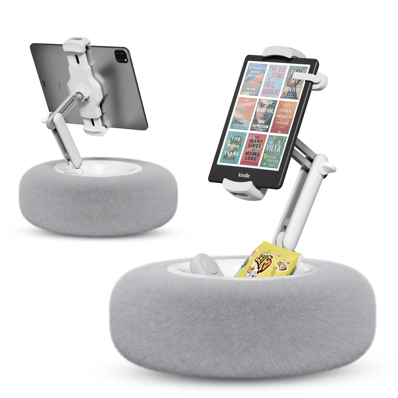 SupeDesk Tablet Pillow Stand for Reading, Adjustable Tablet Pillow Stand for Lap with Detachable Bowl, Fits 4.7"-13" Kindle/Phones/Tablets, Watch Videos, Stream Media, Gray