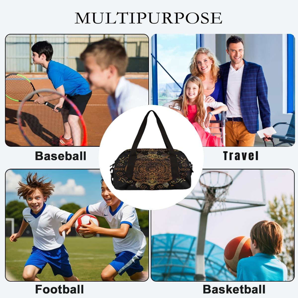 Kids Travel Duffle Bag Weekender Overnight Bag Gym Tote for Boy Girls Carry On Workout Duffel Bag(Ethnic Turtle Animal)