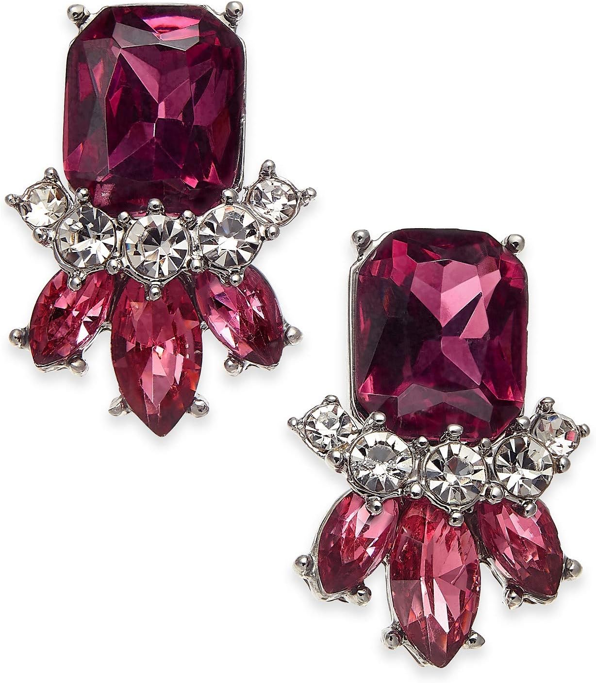 Charter Club Silver-Tone Stone & Crystal Cluster Stud Earrings