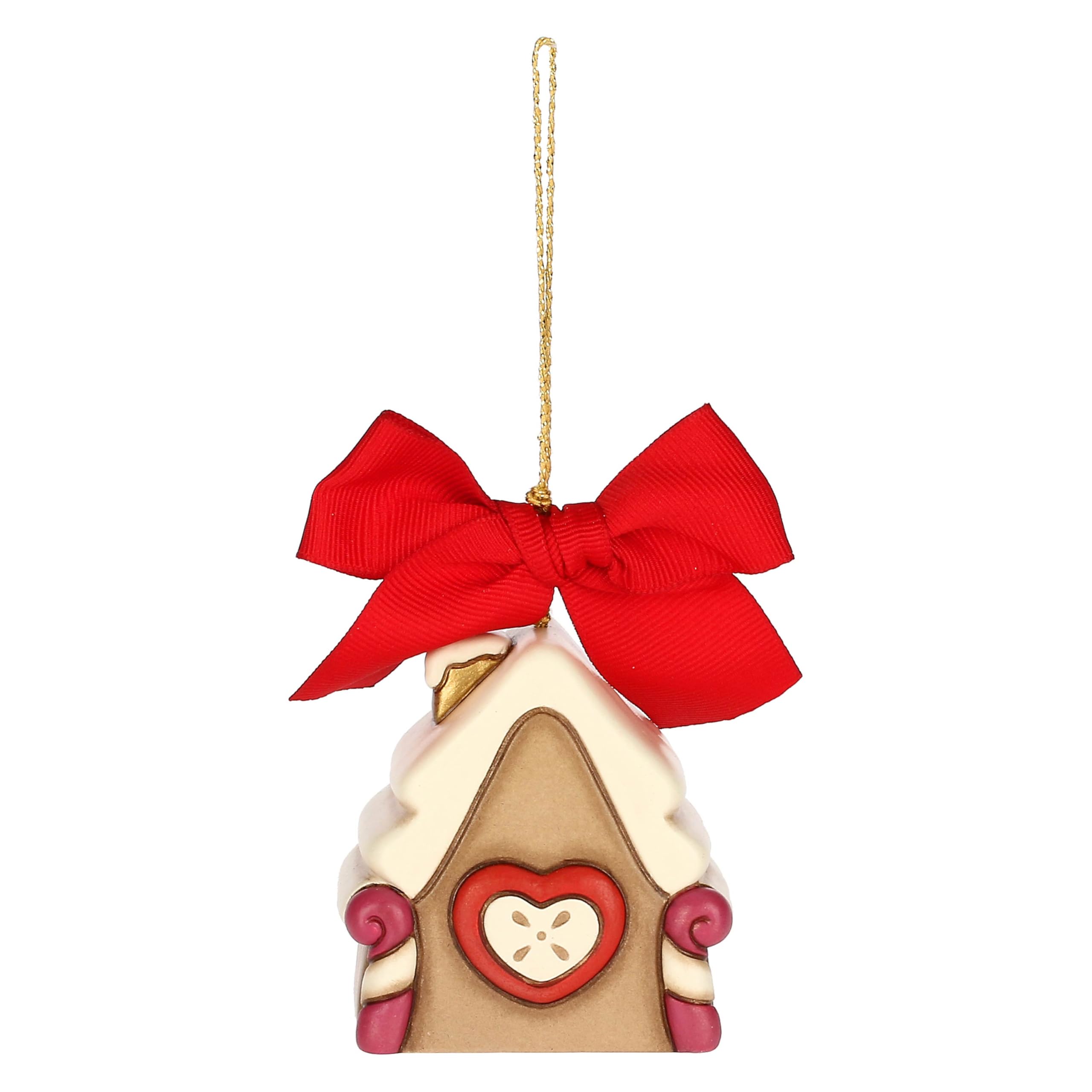 THUN - Adorno navideño de casa de cerámica, Grande, 5,8 x 4,6 cm, Altura 6 cm