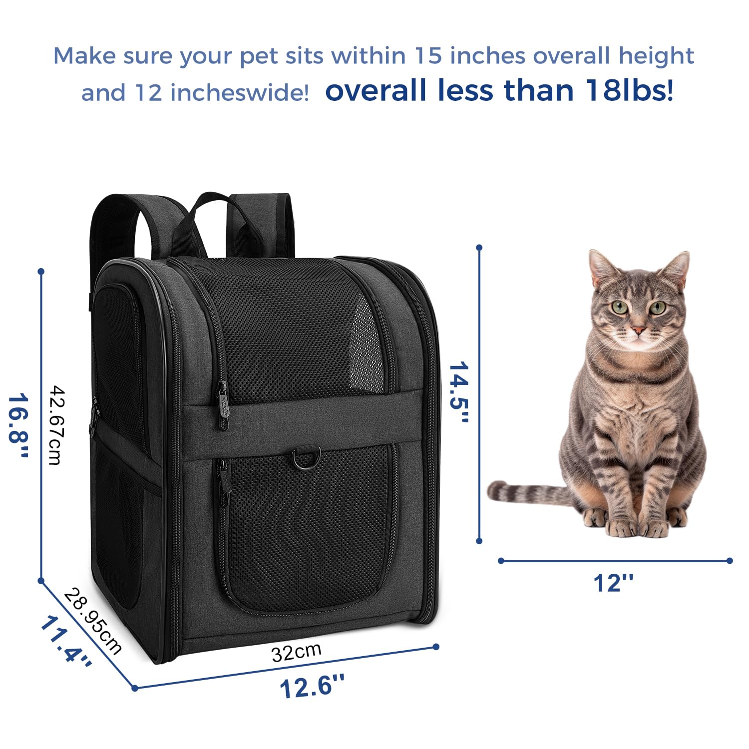 Apollo Walker Tragerucksack für Hunde und Katzen für mittelgroße und kleine Haustiere – belüftetes, sicheres Design mit gepolsterter Rückenpartie, atmungsaktiver Mesh-Haustierrucksack für Wandern