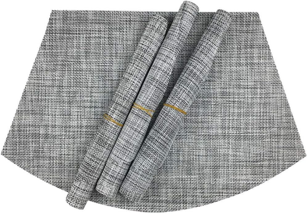 Wedge Placemats Set of 4 Vinyl Placemats for Round Tables Woven Non-Slip Heat-Resistant Easy to Clean Wipeable Washable Dinner Table Mats(Gray) - Image 3