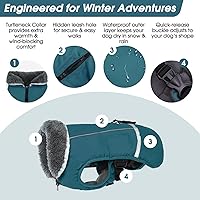 Vista 2 de QBLEEV Abrigo cálido para perro, chaqueta de invierno reflectante, impermeable, resistente al viento, ropa de cuello alto para perro para clima