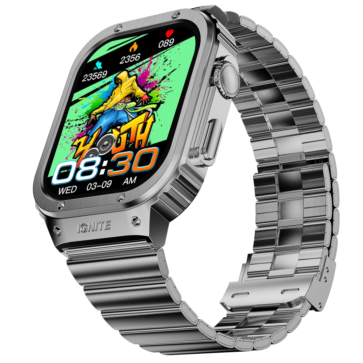 (Refurbished) Fire-Boltt Maverick Smartwatch 51.308mm (2.02 inch) IPS Display, Luxury Stainless Steel Look, 320x385 Pixel Resolution, Bluetooth Calling, Voice Assistant (Black Silver) (B0DFG8SNYS) Amazon Price History, Amazon Price Tracker