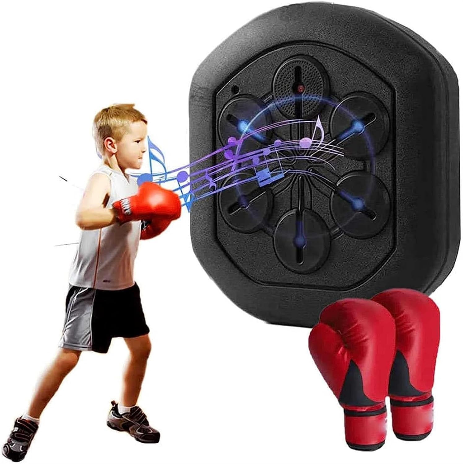MiroDo Wall Mounted Indoor Boxing Machine, Boxing Machine with Lights, Musical Boxing Machine with Stand, 3 Piece Set, Suitable for Kids and Adults