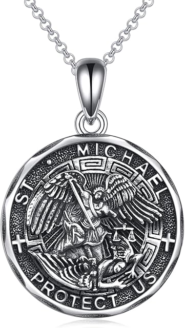 YFN Sterling Silver St Christopher/St Michael/St Florian Necklace Religious Protector Pendant Jewelry Gifts for Women Men