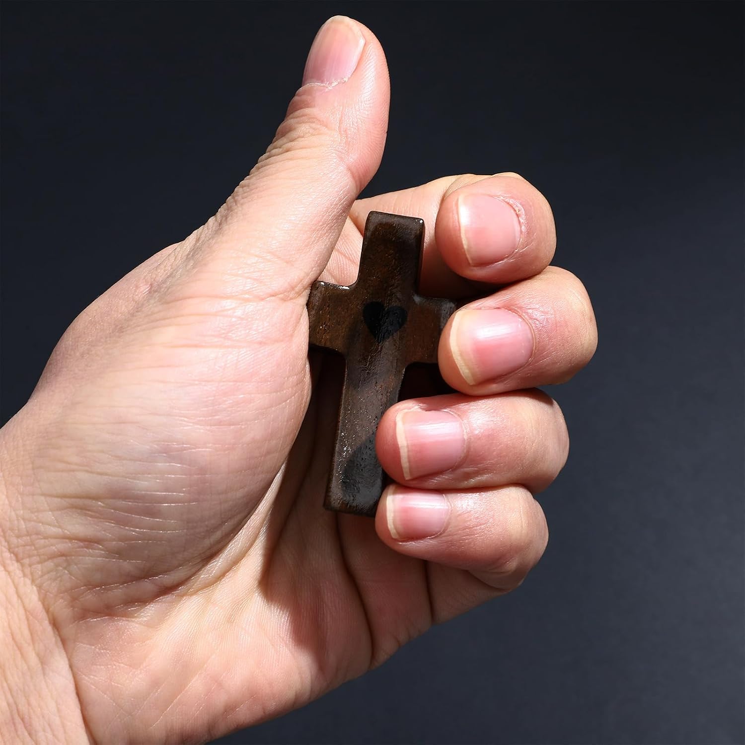 ONEST 10 Pieces Wooden Cross Fidget for Clutching Stress Relief Prayer Tool Wooden Cross Fidget Easter Gifts Encouragement Gift for Christian Faith