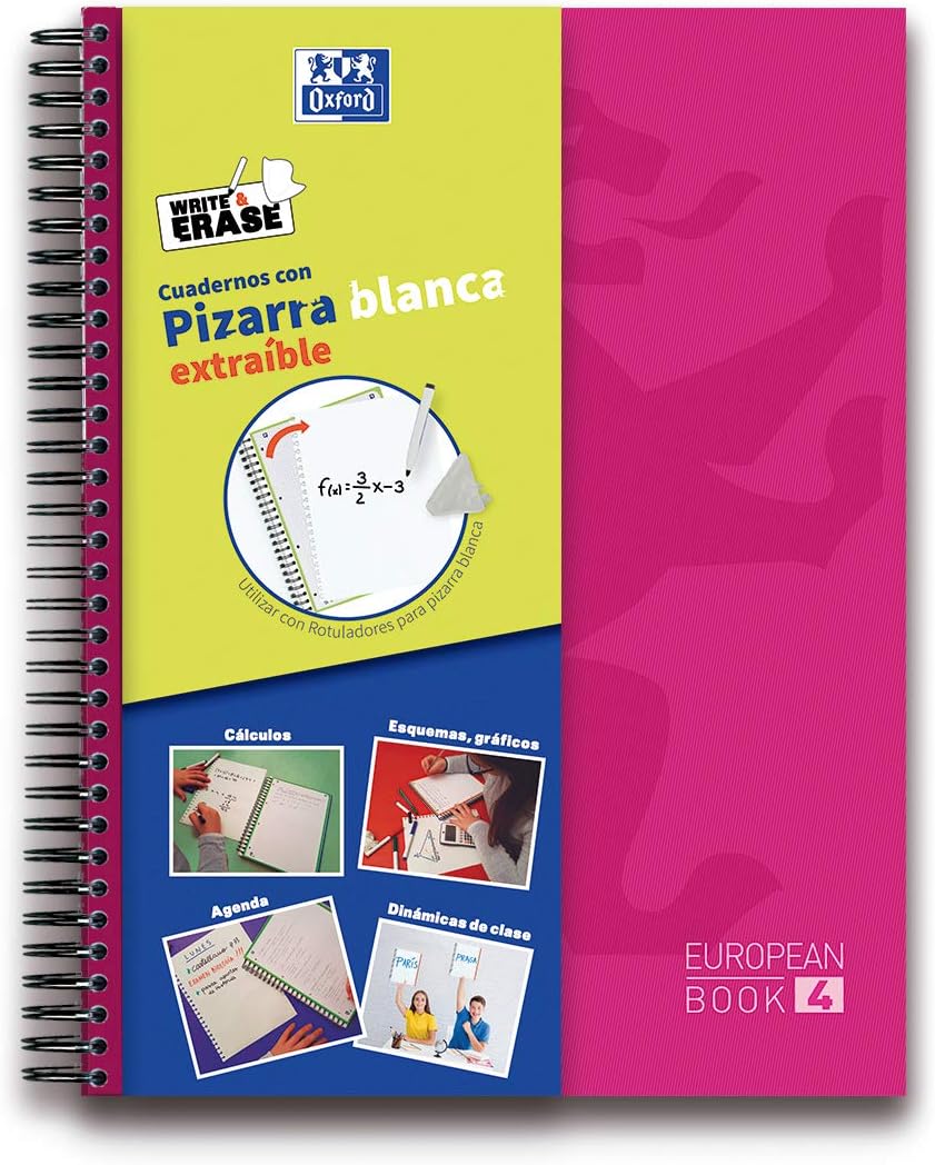 Pack of 5 EUROPEANBOOK 4 WRITE&ERASE SCHOOL CLASSIC TE A4+ 120H 5X5 with SCRIBZEE