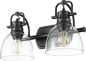 Duncan 2-Light Bath Vanity in Matte Black with Clear Glass