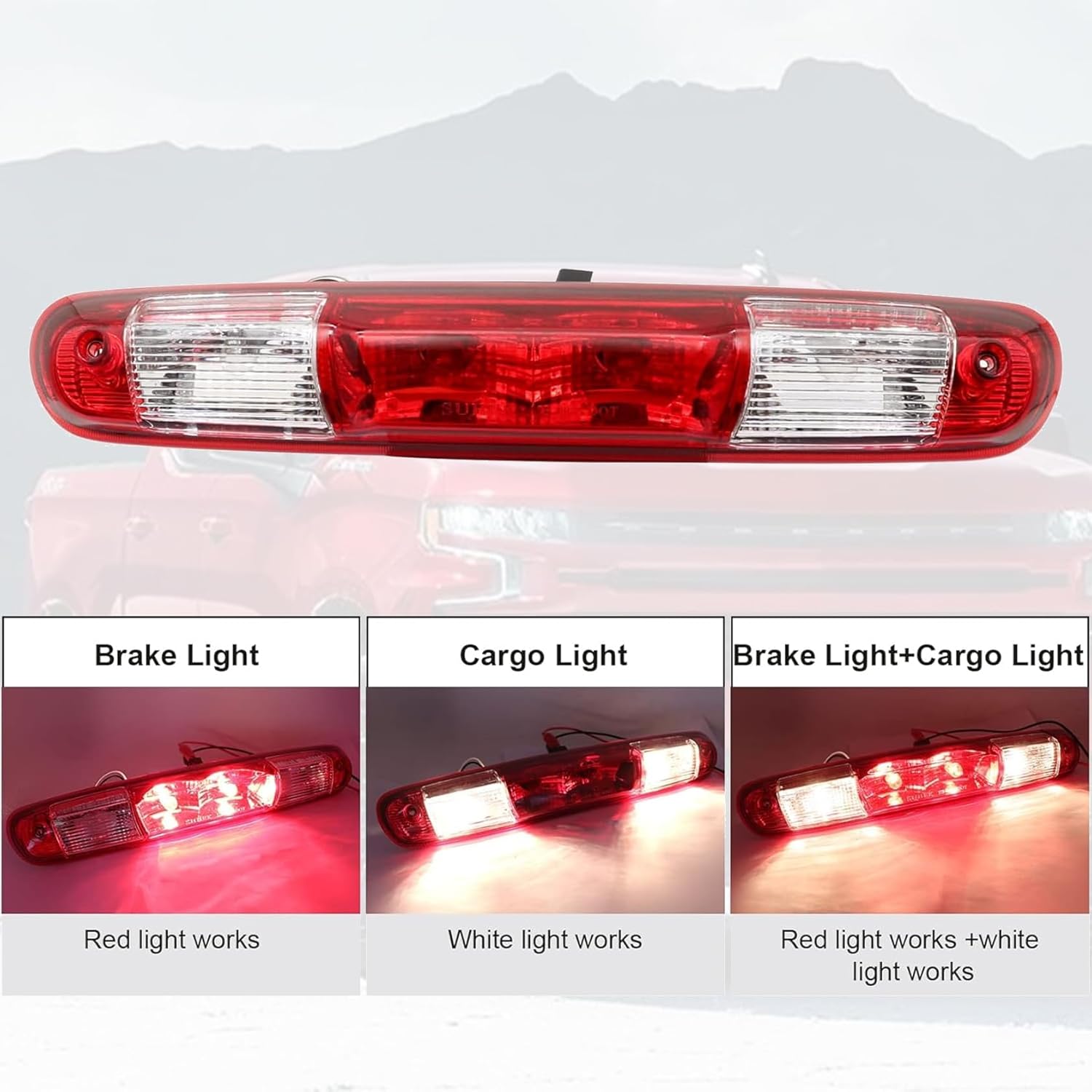 FZJDSD 3rd Third Brake Light High Mount Stop Light and Cargo Lamp 25890530 25816217 25834790 Fit for Chevy Silverado GMC Sierra 1500HD 2500HD 3500HD 2007 2008 2009 2010 2011 2012 2013 Tail Cargo Lamp