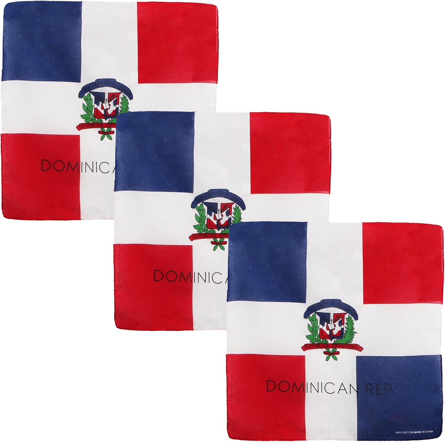 Motique Accessories Set of 3 Large Cotton Bandanas - Carribean Flags