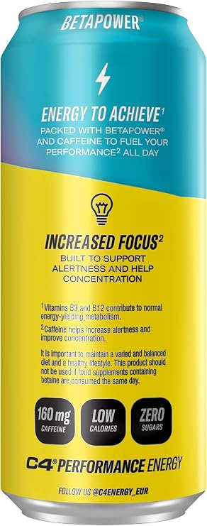 C4 Performance Energy Drinks Cosmic Rainbow 500ml (24pack) | Sugar Free Energy Drink with 160mg Caffeine, 250mg Betaine, 1050mg Taurine | Low Calorie Fizzy Drinks for On the Go Energy and Focus
