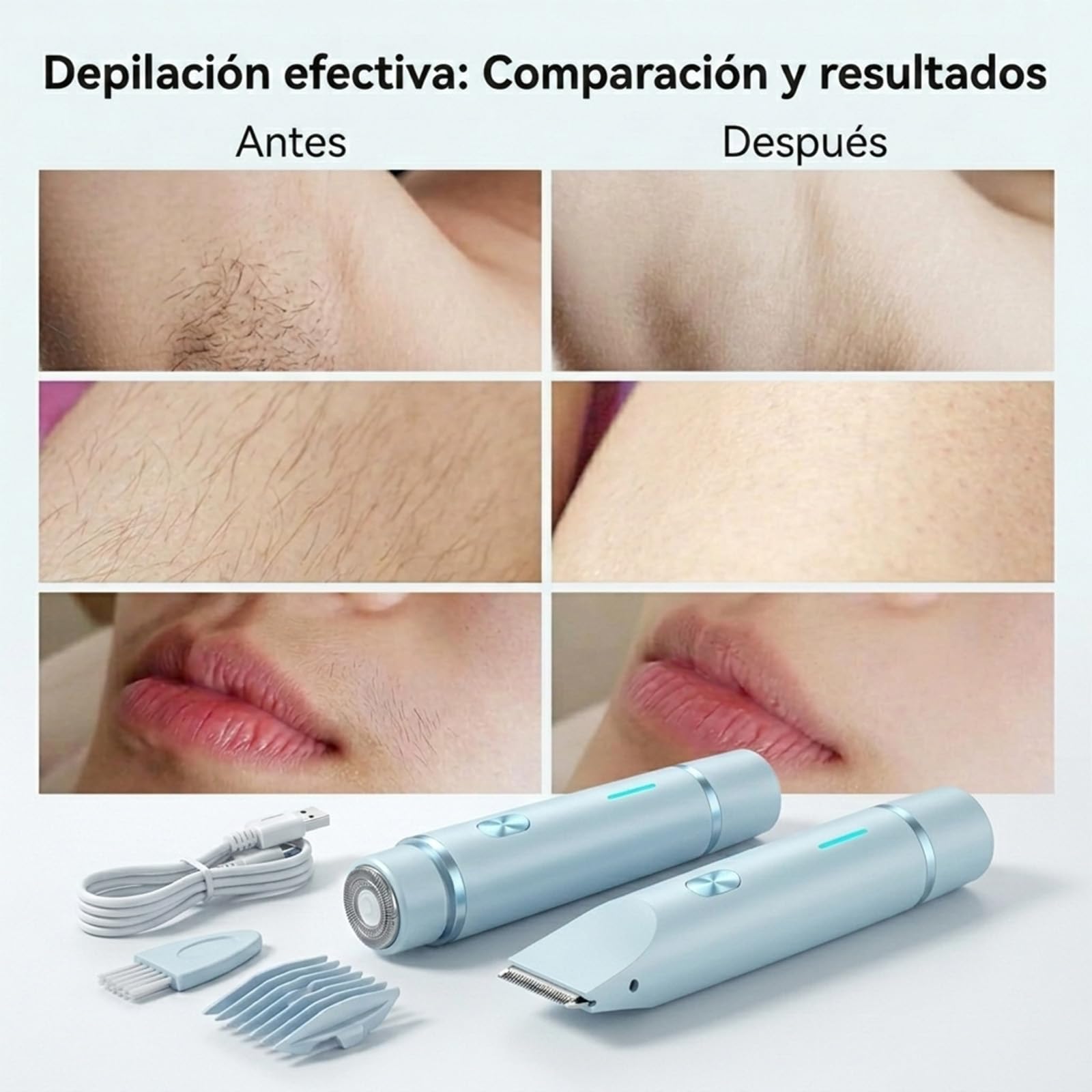 Sanuvia Depiladora Íntima 2 en 1 – Depiladora Eléctrica para Mujer, Cabezal Intercambiable, Exfoliación Suave, Impermeable, Carga USB-C, Ideal para Piel Sensible y Zona Íntima (rosa)