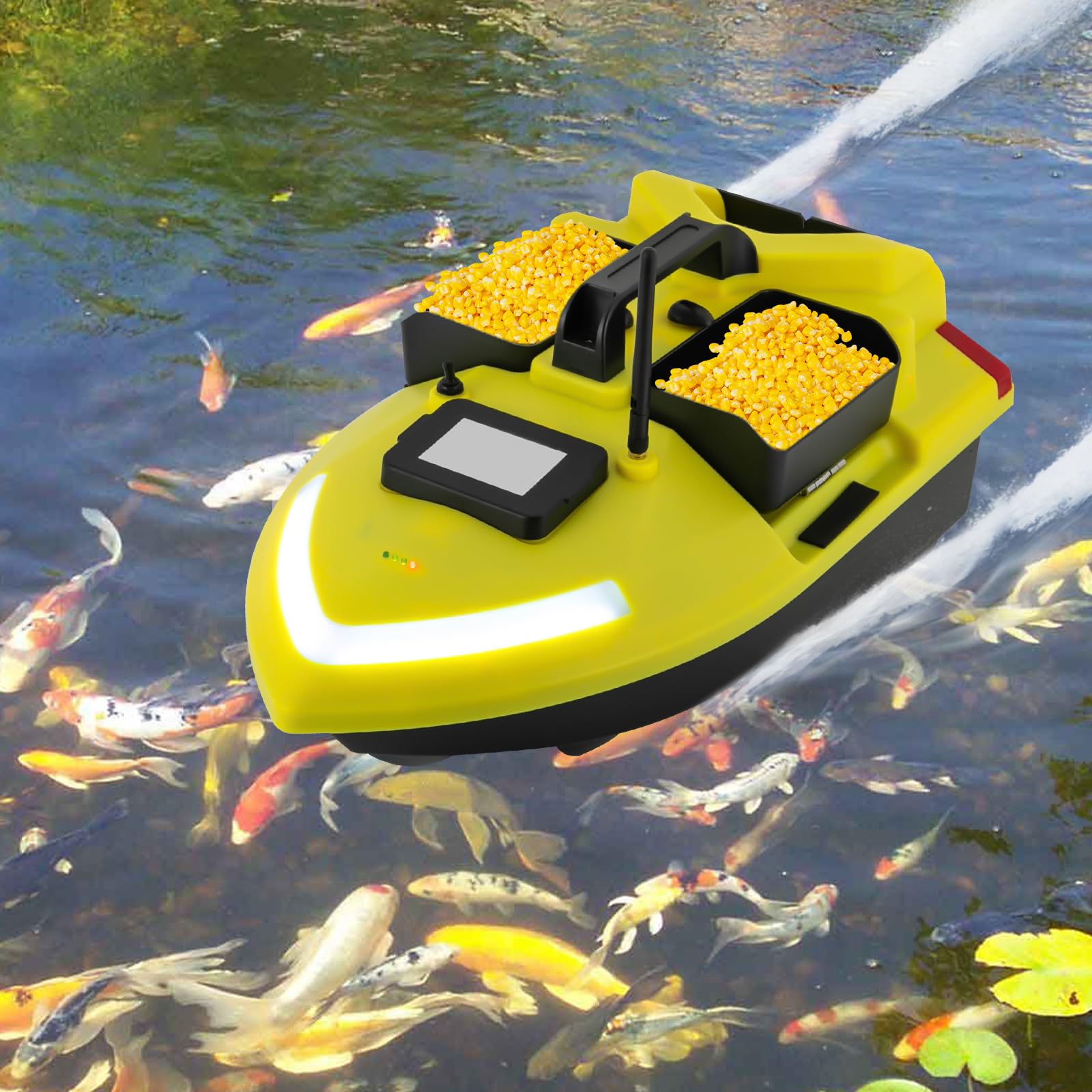 GPS: 500 m, barca da pesca alla carpa, batteria di ricambio da 12000 mAh, velocità automatica, 49 x 26,4 x 28,1 cm