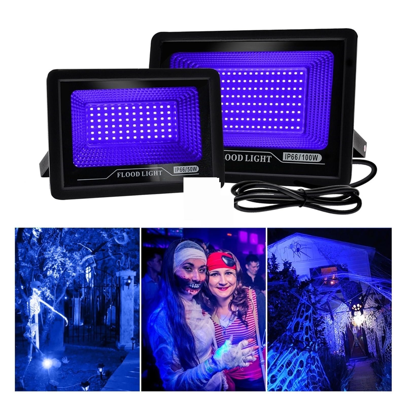 50W 100W LED UV Flutlicht Halloween Party Umgebungslicht 395nm 400nm IP66 Wasserdichte Ultraviolett Fluoreszierende Bühnenlampe(100W)