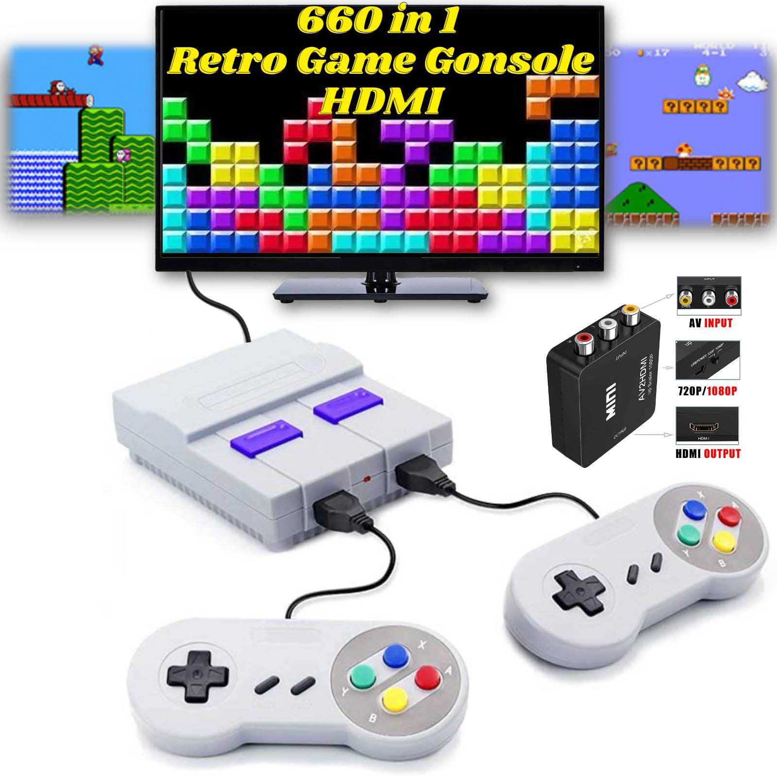 Amazon.com: Classic Mini Retro Game Console,Game System with 660 Video Games  and 2 Controllers,AV and HDMI Output Plug and Play,Ideal Retro Toys Gifts.  : Toys & Games