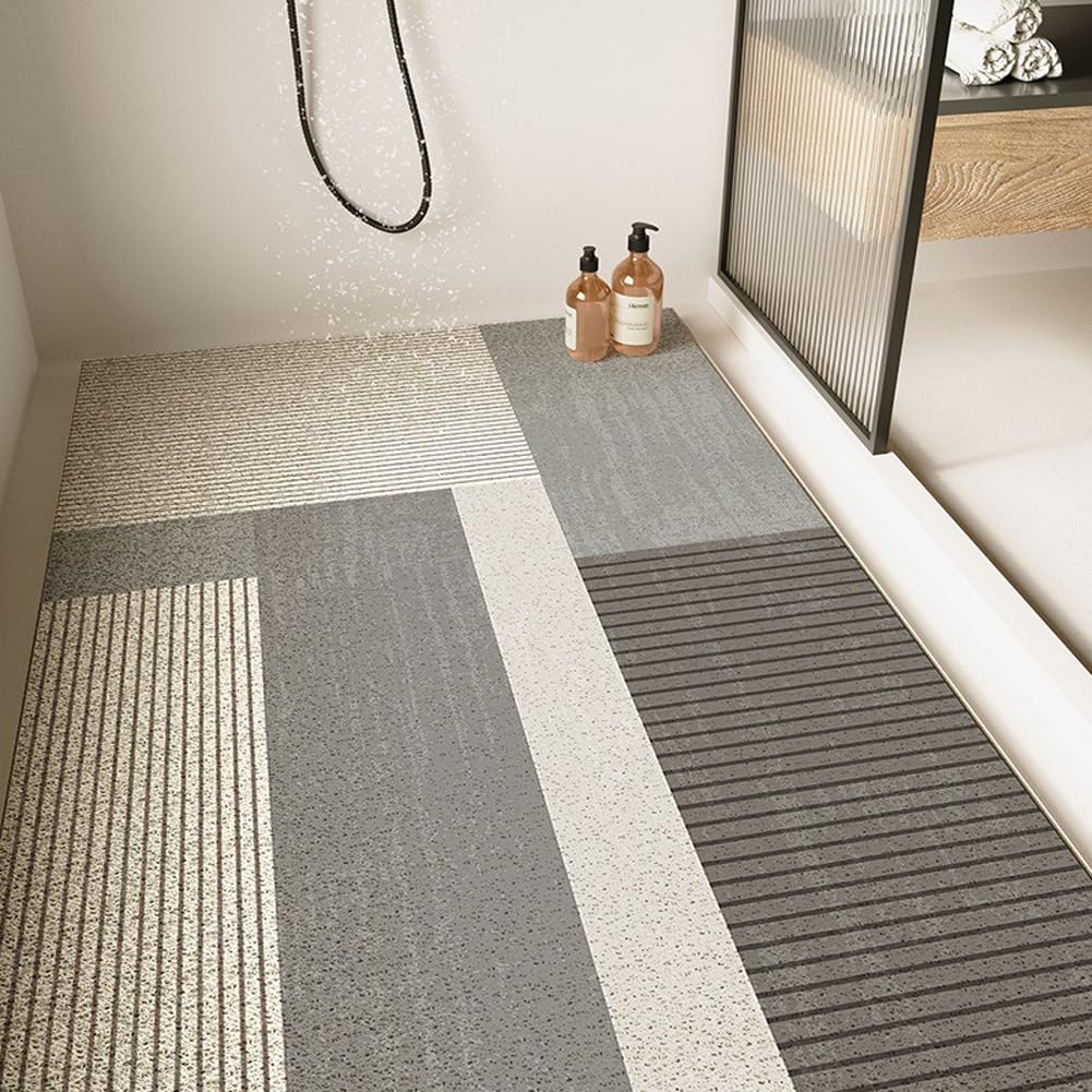 Shijhui Blue Large Shower Mat - Non Slip Anti Mould,Loofah Comfortable Soft Bath Mat With Drain Hole,Washable & Quick Drying Bathroom Floor Mat,Massage Feet (,90X120cm)