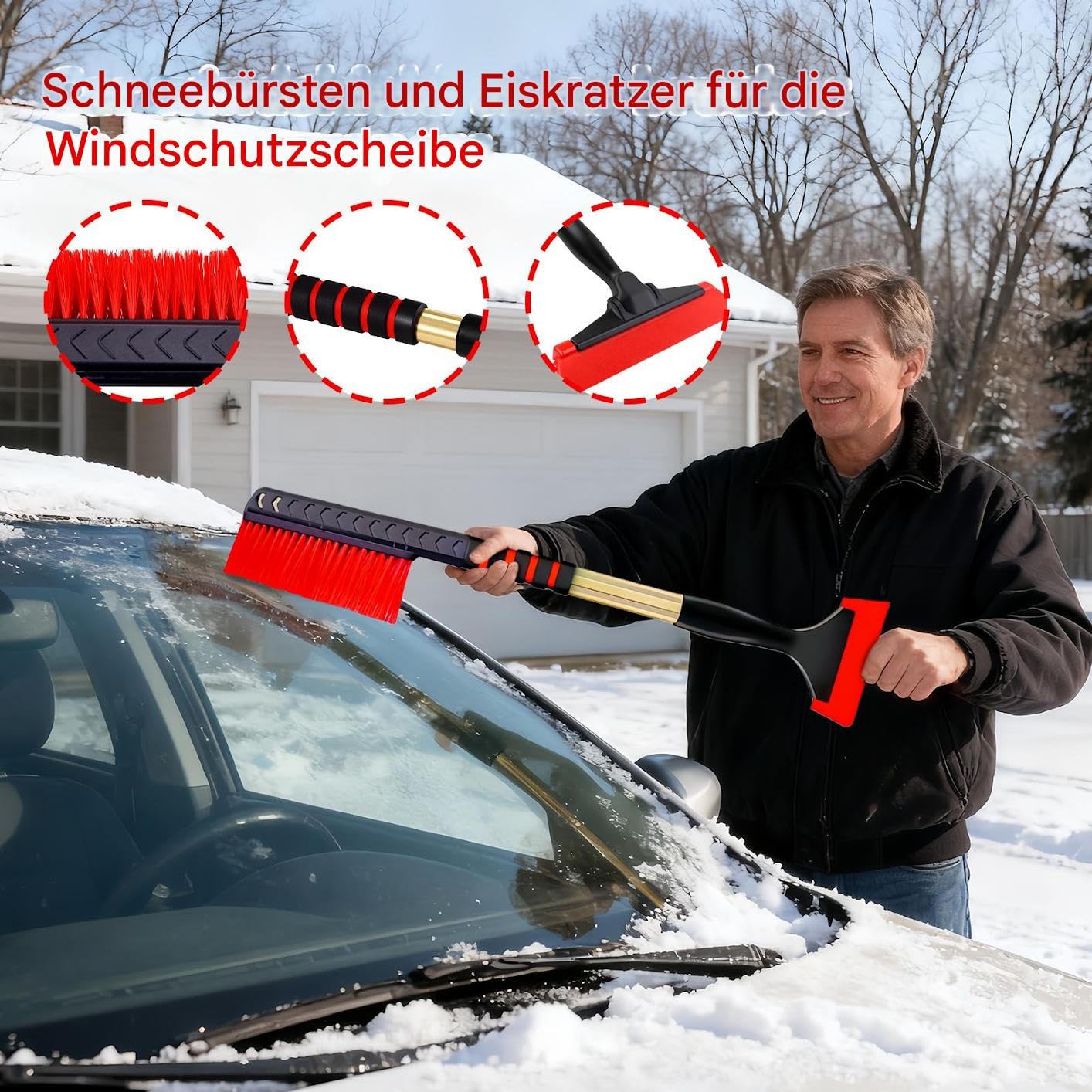 Raschia Ghiaccio Impugnatura Estendibile Ergonomica in Schiuma | Raschiatori Per Ghiaccio Telescopici Per Parabrezza Auto Per Sicurezza Guida Pulizia Vetri SUV Camion Berlina Camper Inverno
