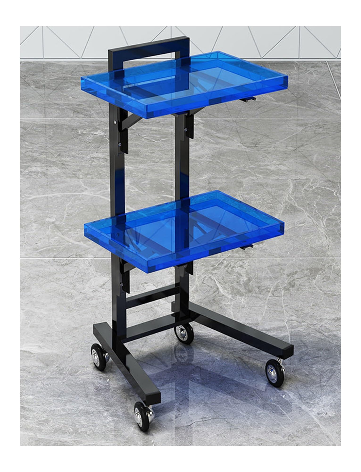 Chariot en acier inoxydable pour salon de coiffure et esthétique design en acrylique