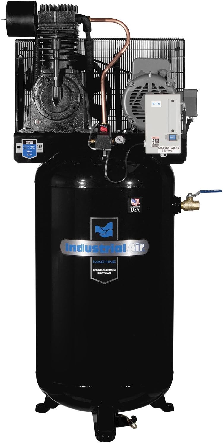 Industrial Air IV7518075 Vertical 80 gallon Two Stage Cast Iron Industrial Air Compressor