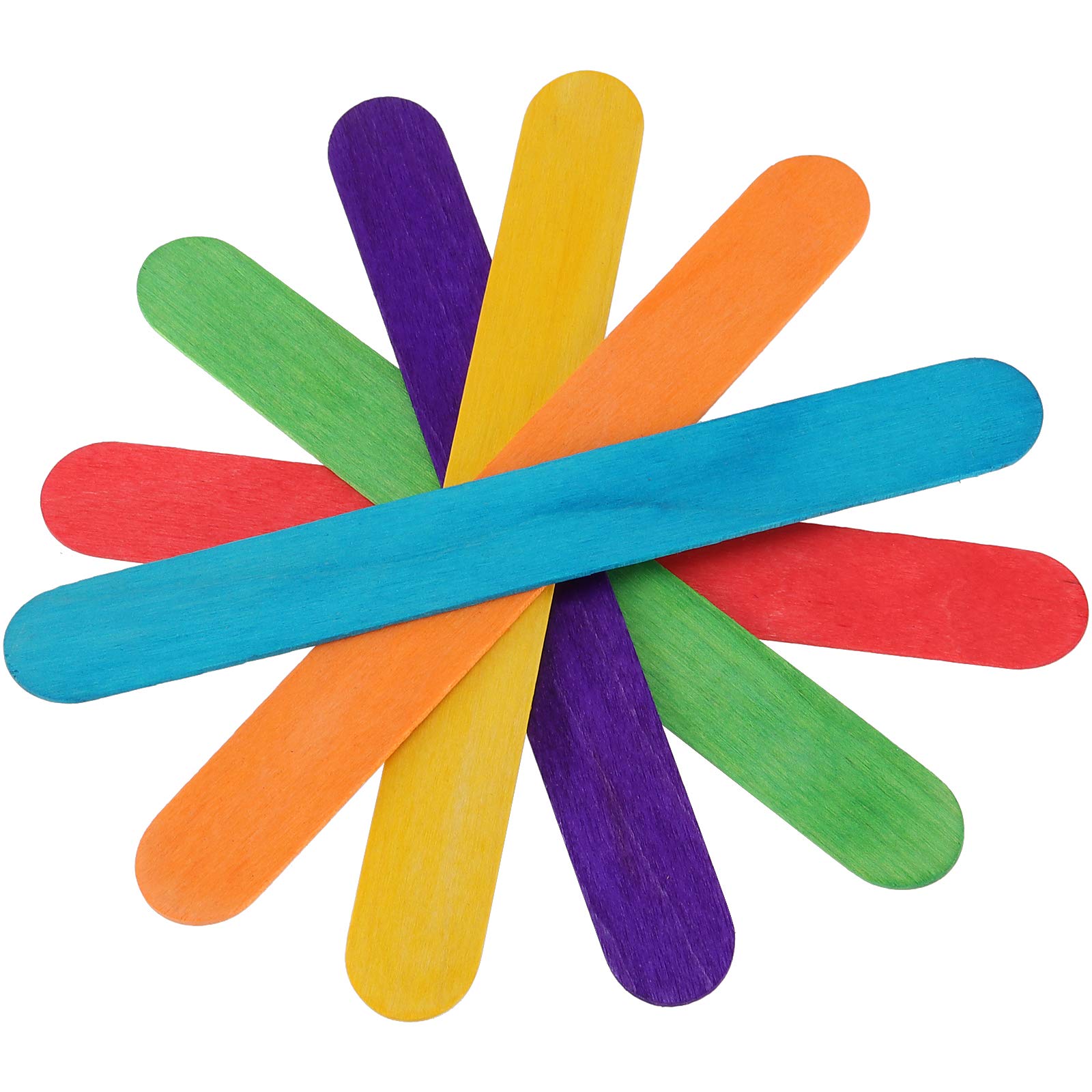 Palitos de paleta de colores de 6 pulgadas, 1000 palitos de madera jumbo para manualidades, palitos de helado para hacer modelos de bricolaje, diseño casero, suministros de manualidades para