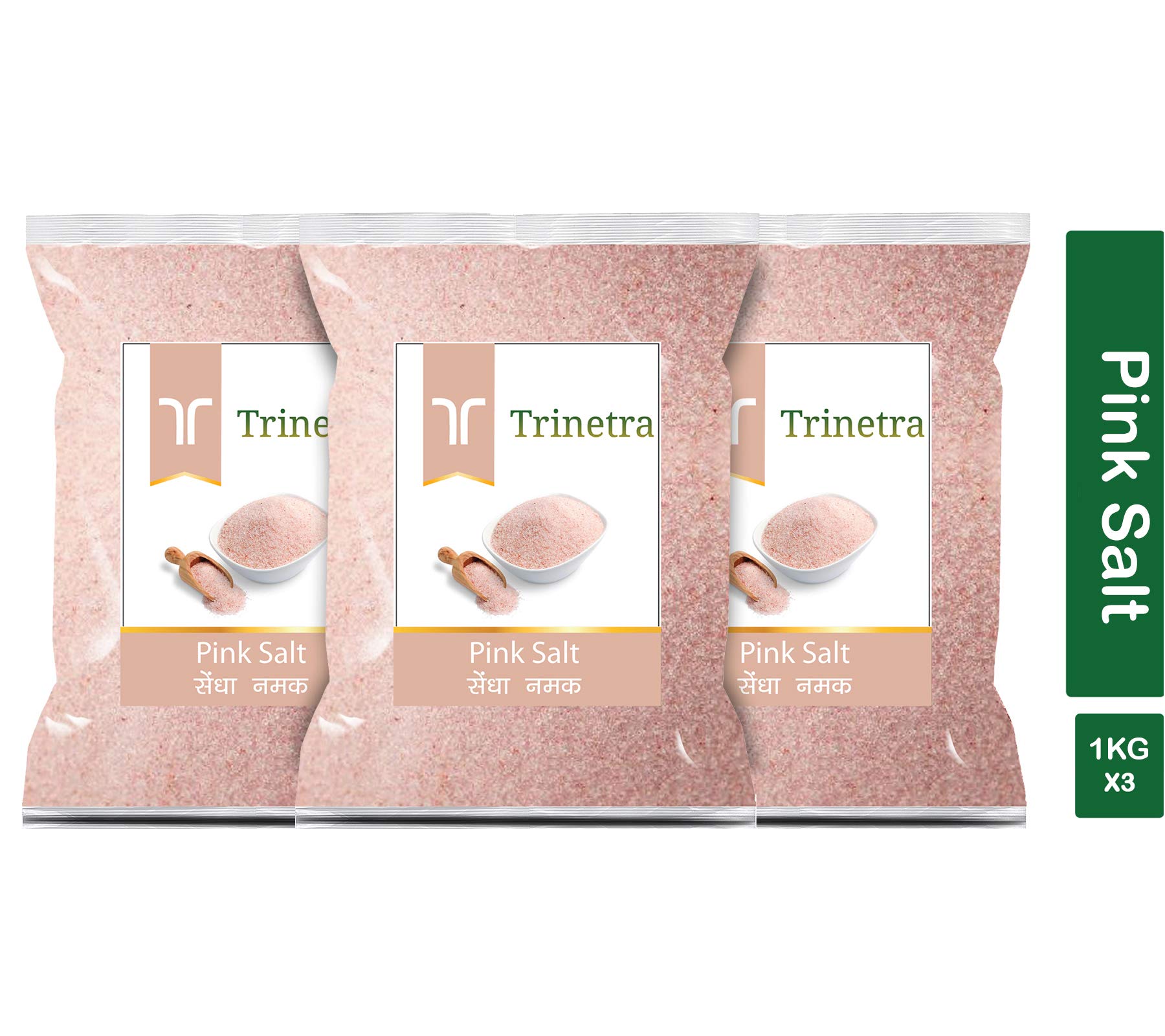 Trinetra Pink/Rock Salt (Sendha Namak)| 1Kg Each (Pack of 3)| Balance bodyÕs pH level| Improves Digestion| Weight Loss| With Nutrients & Minerals