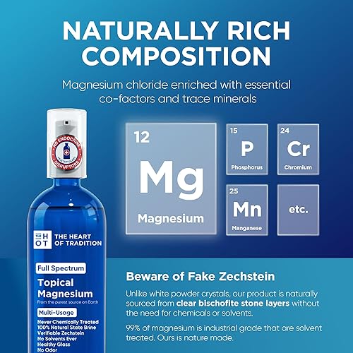 Miniatura 6 de Botella de vidrio tópico de aceite de magnesio de la antigua Zechstein Sea y traza mineral, 7 onzas  Aceite transdérmico de magnesio puro para pies,