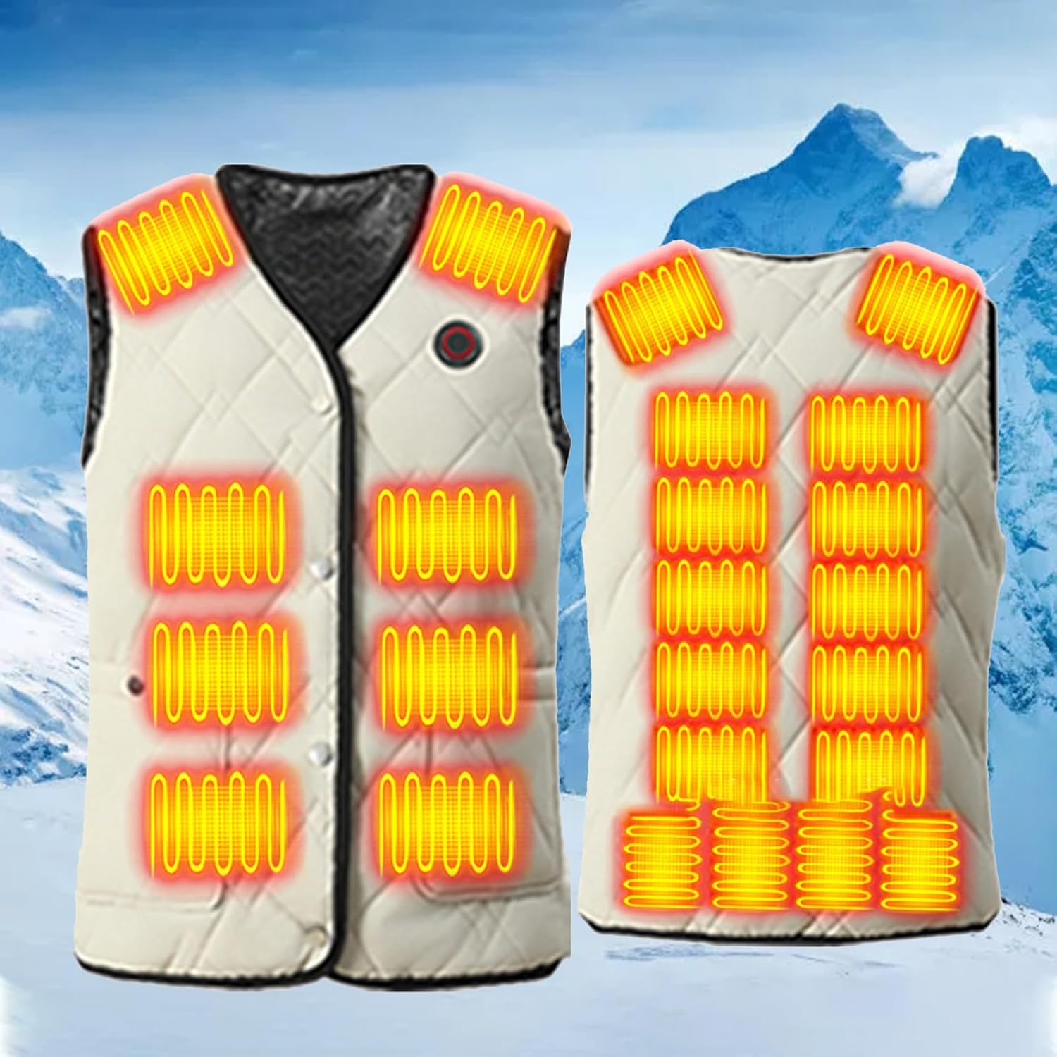 [Yidaify] 電熱ベスト メンズ ヒーター 大きいサイズ Ⅴネック インナーベスト 丸洗い可能 ジャケット 冬服 発熱 防寒対