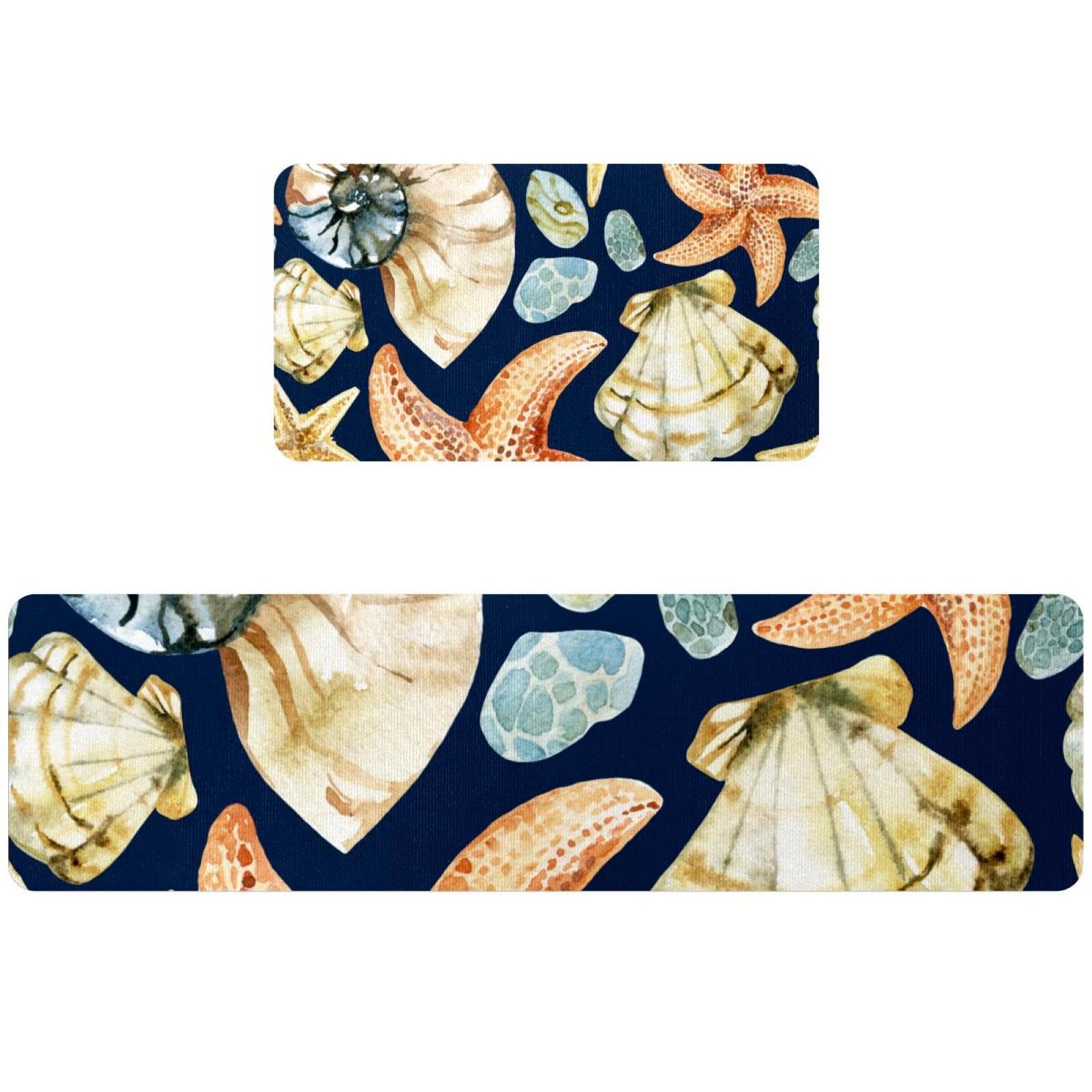 Alfombrillas de cocina con diseño texturizado de conchas marinas de alta durabilidad