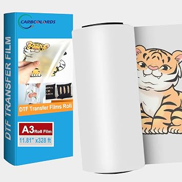 DTF Transfer Film Roll 11.81 in x 328 ft, Matte PET Direct to Film Transfer Paper Roll, Hot/Cold Peel DTF Roll Film for T-Shirts, Clothing and Textile Projects