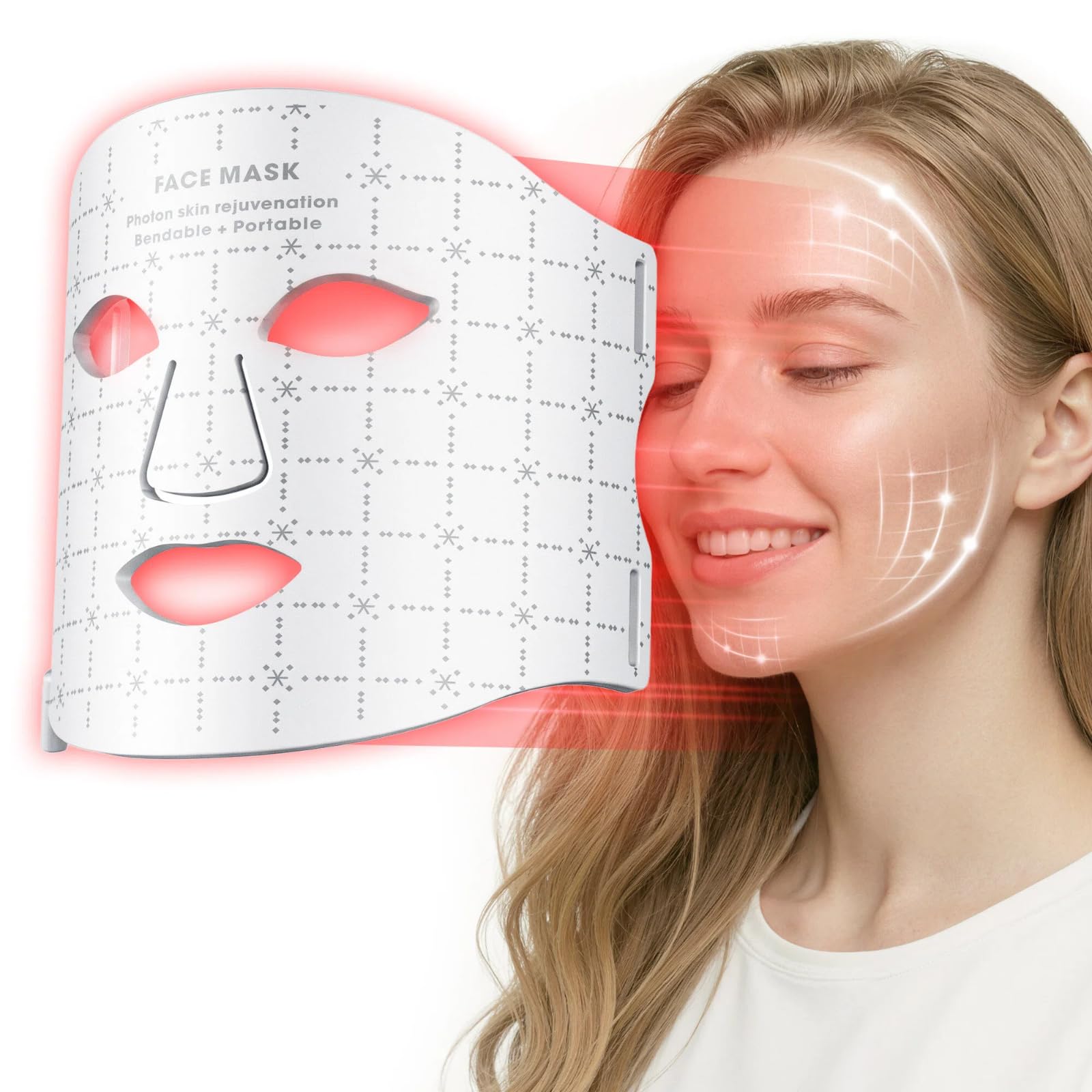 FDA-Cleared LED Light Therapy Mask, 7-Color Red Light Therapy for Face Anti-Aging, Wrinkle Reduction & Acne, Rechargeable Soft Silicone Home Skincare Device