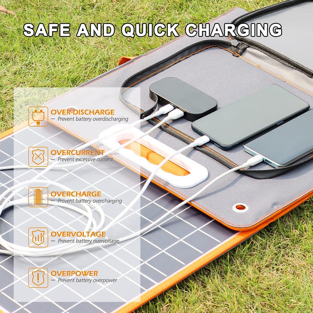 Caricatore per Pannello Solare Pieghevole 100W 18V con Carica di Uscita CC Tipo C QC3.0 per Centrale elettrica Portatile Camper per Viaggi su Strada Campeggio