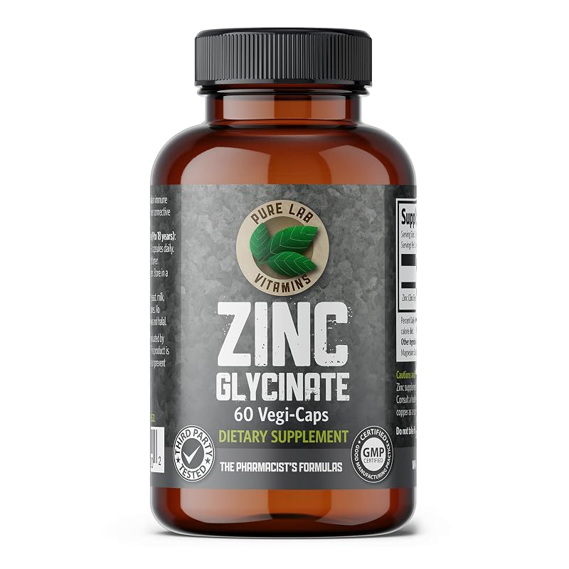 Pure Lab Vitamins Suplemento de Zinco Glicinato 60 cápsulas vegetais