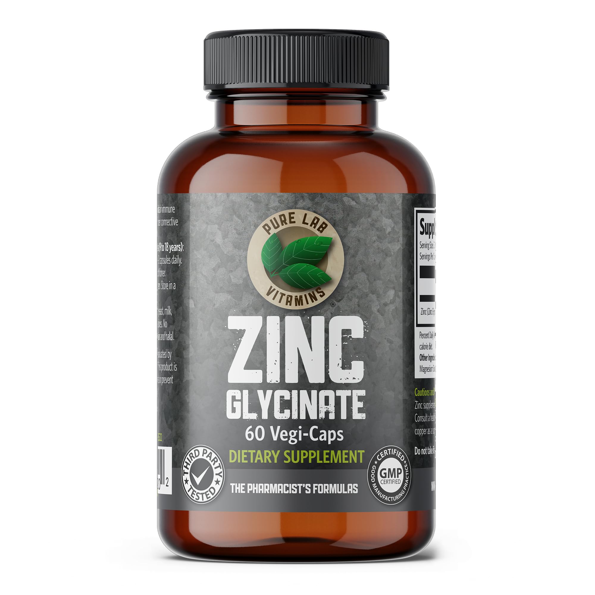 Pure Lab Vitamins Zinc Glycinate – 60 Vegi-caps