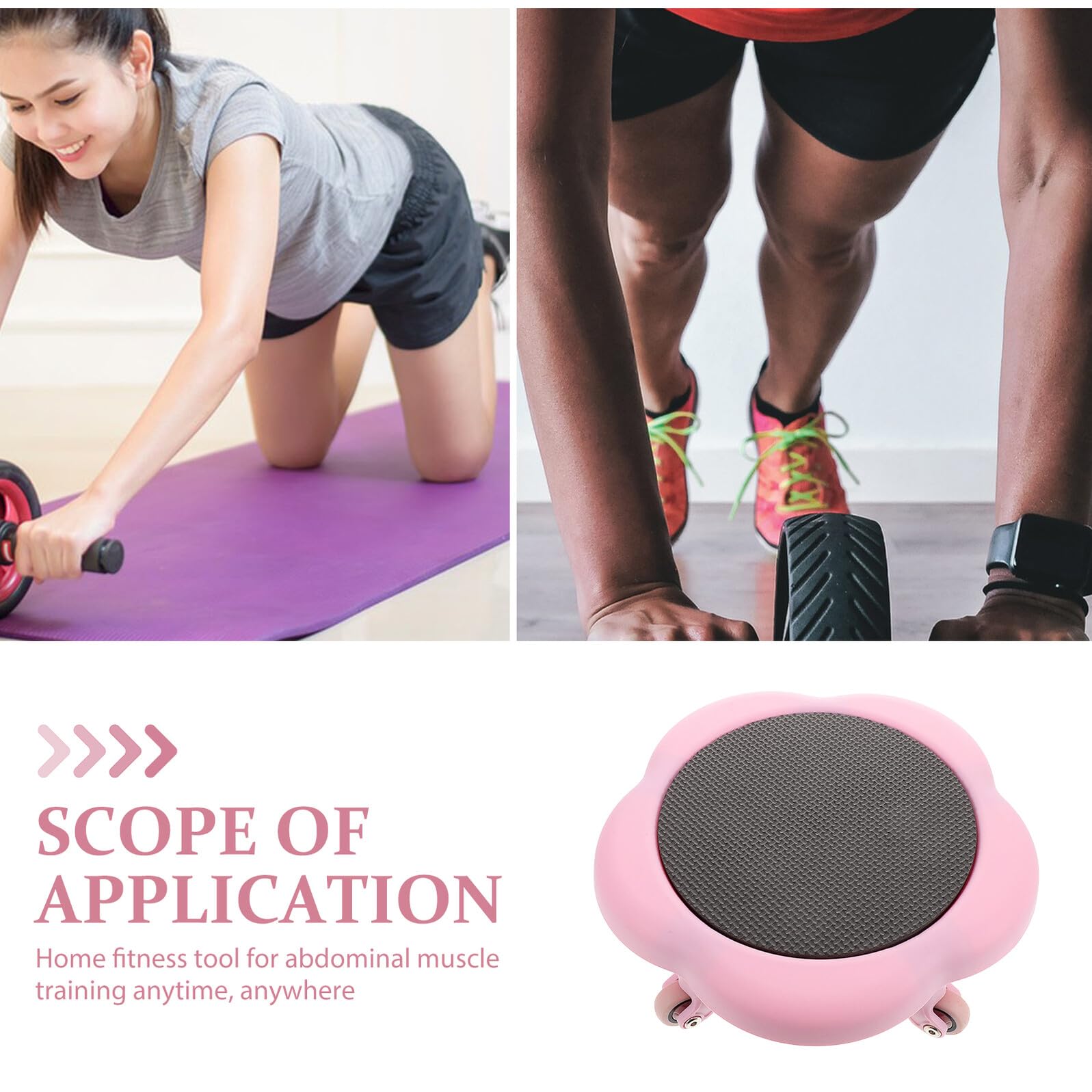 Disco Deslizante para Ejercicios Abdominales con Cinco Ruedas Color Rosa Equipo de Entrenamiento para Tonificación del Core Casa Abdominal Estable para Fitness y