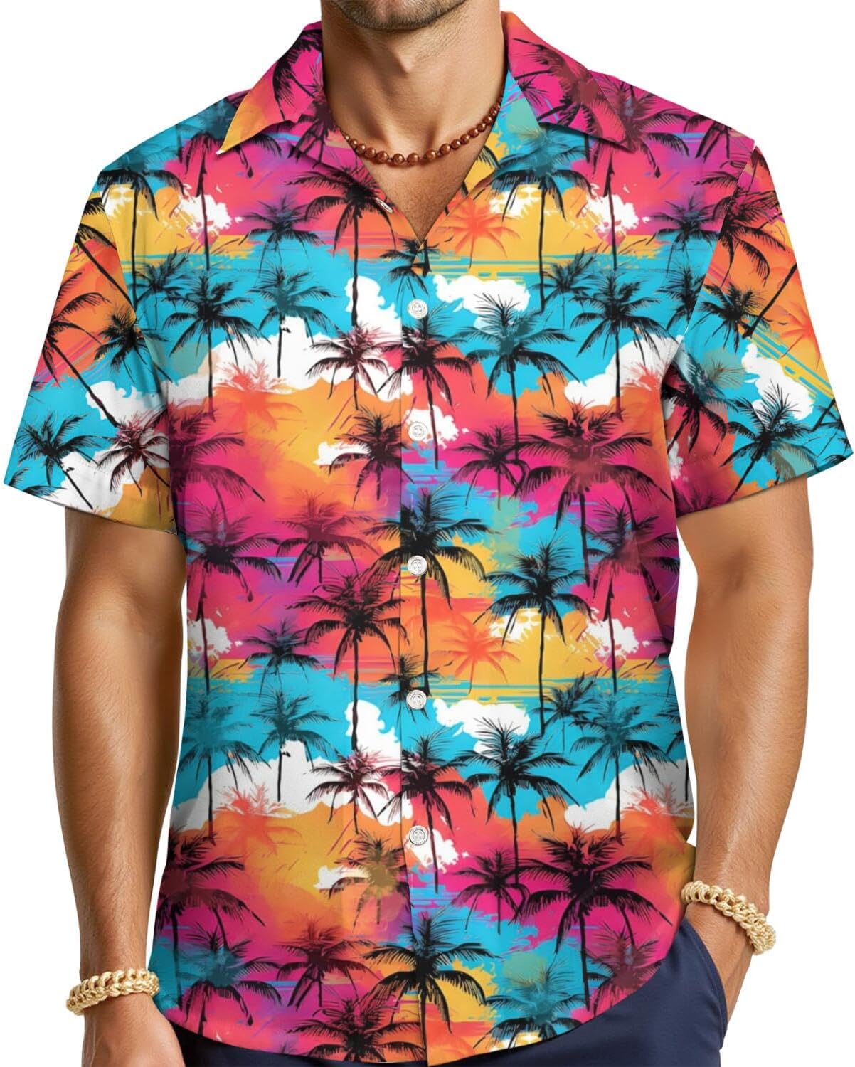 Mens Funny Hawaiian Shirt Short Sleeve Buttoon Down Shirts Casual Tropical Printed Summer Beach Shirts