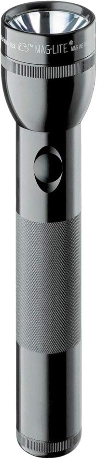 MagLite 2-Cell D Incandescent Flashlight – Water-Resistant, Adjustable Beam, High-Intensity Xenon Bulb – Black